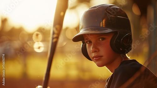 Little Ballplayer Playing in a Sunset 