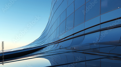 3D rendering of modern office glass building in city