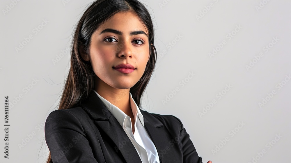 Young Indian businesswoman alone on a white background Young Indian businesswoman alone on a white background