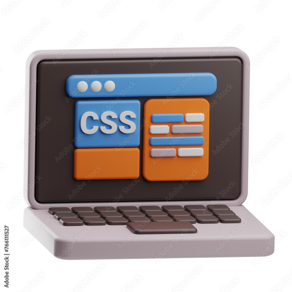 Object Computer Programming Css 3D Illustration Object Computer Programming Css 3D Illustration
