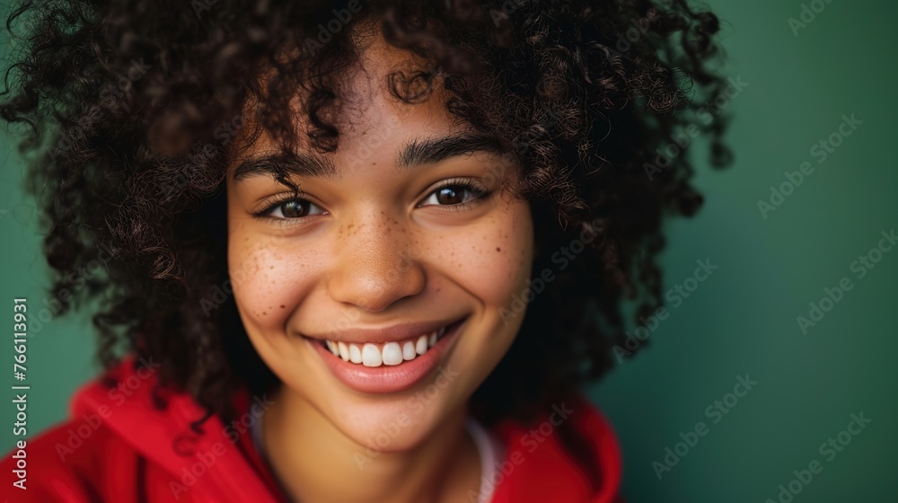 Happy woman with a beautiful smile and captivating eyes, a close-up portrait radiating joy and elegance Happy woman with a beautiful smile and captivating eyes, a close-up portrait radiating joy and elegance