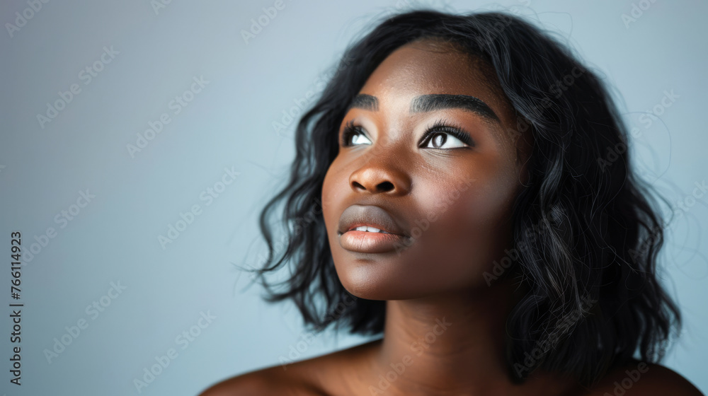 Diverse African woman portrait with a clean background for text Diverse African woman portrait with a clean background for text