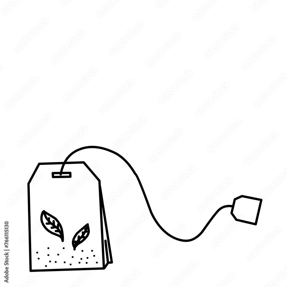 Obraz premium Tea Bag Hand Drawn 