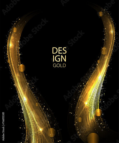 Gorgeous illustration with a gold-colored arc, small shiny tinsel.
