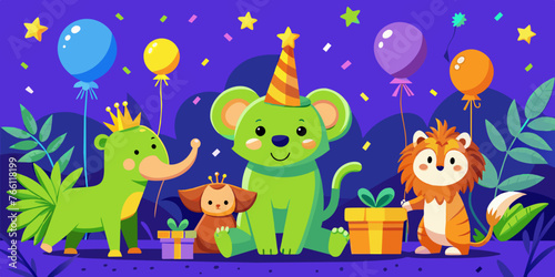 Fototapeta Naklejka Na Ścianę i Meble -  Level Up Your Celebrations: Birthday & Party Vector Graphics That Pop for Every Occasion