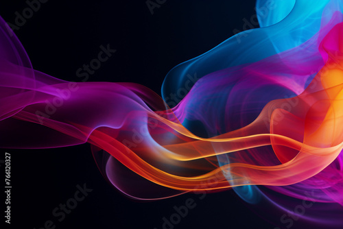 Vibrant Colors Swirling in Abstract Motion on a Dark Background. AI Generated