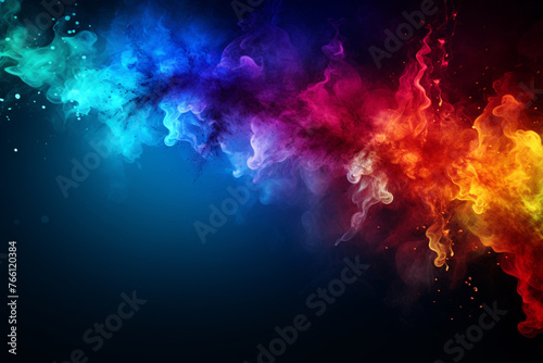 Vibrant Colored Paint Splashes Captured Mid-Air Against Dark Background. AI Generated © Serhan