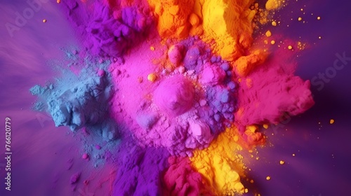 3d render, abstract background with space for text. Colorful Holi powder