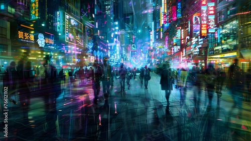 City Lights: Time-lapse Motion of People Walking at Night