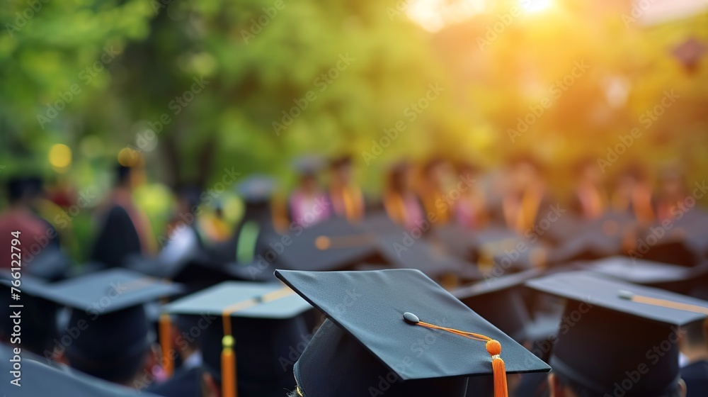 picture of university graduates wearing graduation caps during commencement picture of university graduates wearing graduation caps during commencement