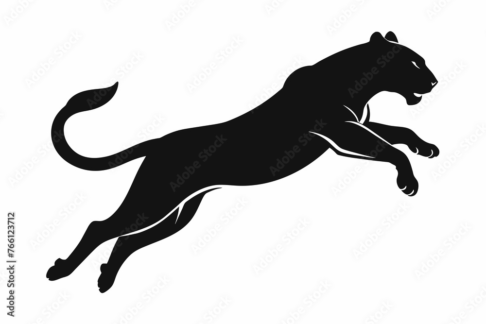Jumping tiger silhouette vector illustration
