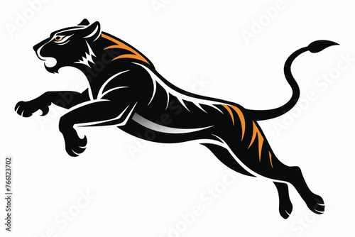Jumping tiger silhouette vector illustration