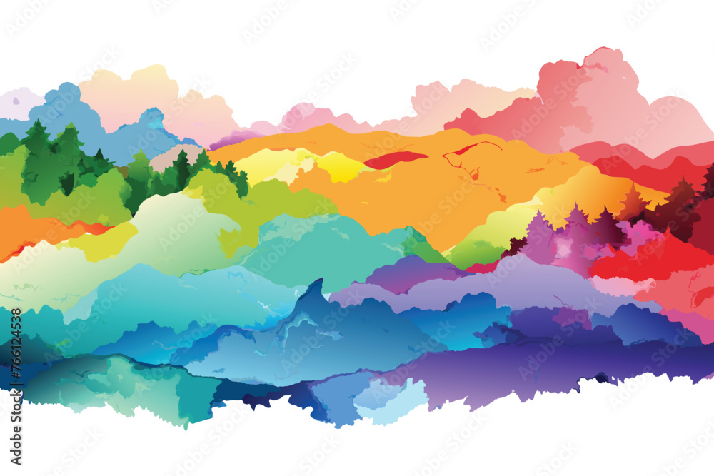 Realistic multicolored watercolor panoramic texture on a white background