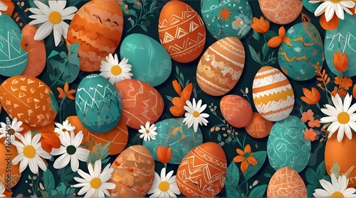 Easter eggs frame. Watercolor icons on white background. Hand lettering. Vector illustration.   geneative ai  