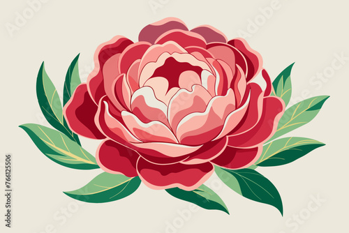 Peonies drowning in white background vector arts illustration 