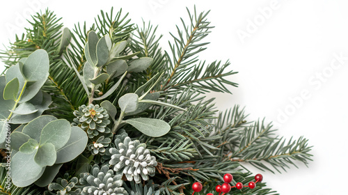 Festive Holiday Arrangement with Pine Cones and Red Berries