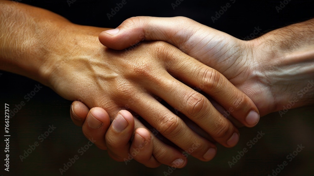 Partnership: A close-up of two hands clasped together