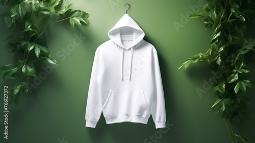 a white hoodie on a hook