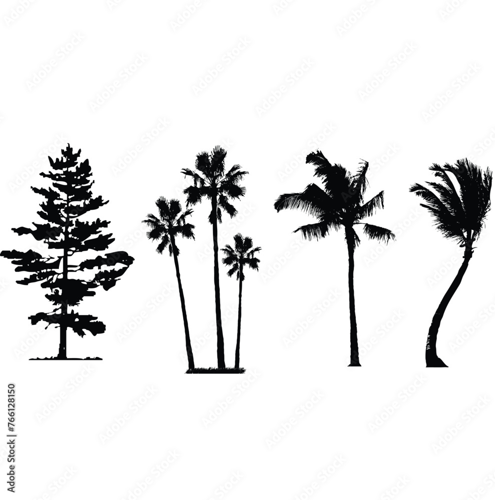 Vector illustration set of tree nature silhouette isolated on a white background
