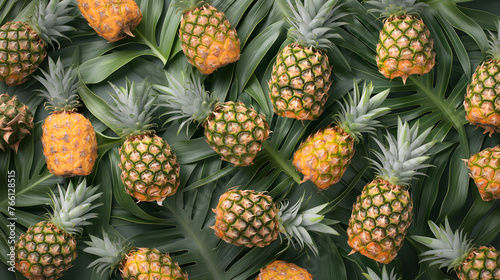 Tropical Abundance: A Delightful Array of Whole and Sliced Pineapples