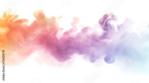 Colorful Abstract Smoke Clouds Drifting on White Background