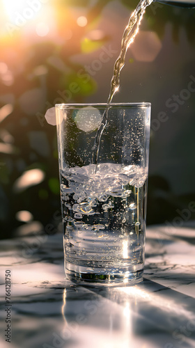 Refreshing Glass of Water with Sunshine Flare