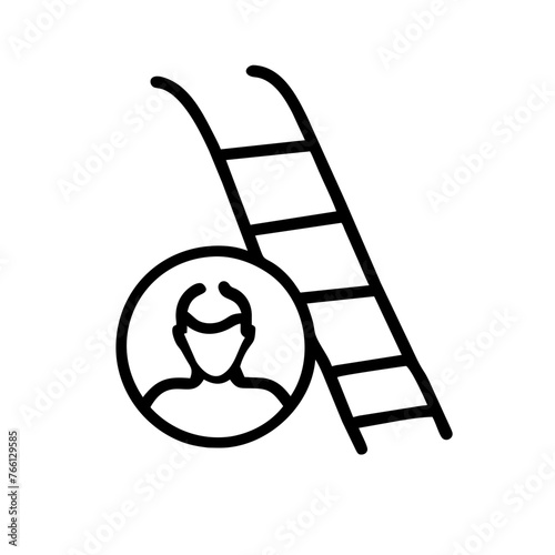 Leiter Trittleiter mit Bauarbeiter Symbol 