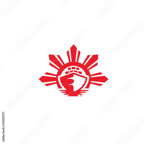 boat with sun background