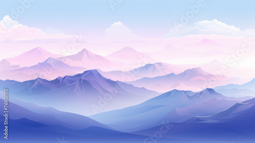 Flat mountains landscape. Winter beautiful blue mountains landscape with a forest. Snowy mountains and slopes, winter evening and morning landscape, sunset, sunrise at europe switzerland. © ribelco