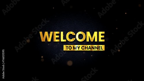 welcome to my channel, Glitter Flying to Bubble particle video with text animation of golden & white color gradient and a transparent background.