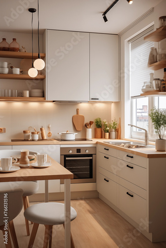 small kitchen in japandi Style