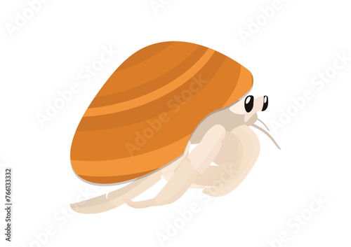 Terrestrial hermit crab or in Indonesia called kelomang, is an animal that has a variety of shells. Funny vector art. 