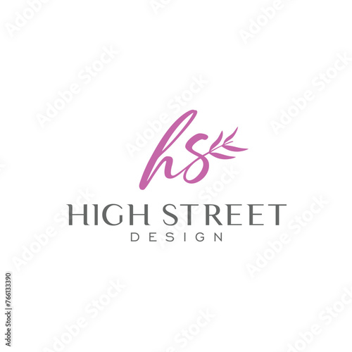 HS Letter Logo design with script font initial. Modern Monogram logo