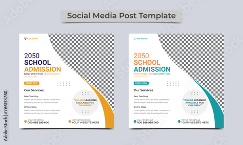 School Admission social media post or Back to school education admission social media post and web banner template design. vector illustration. photo