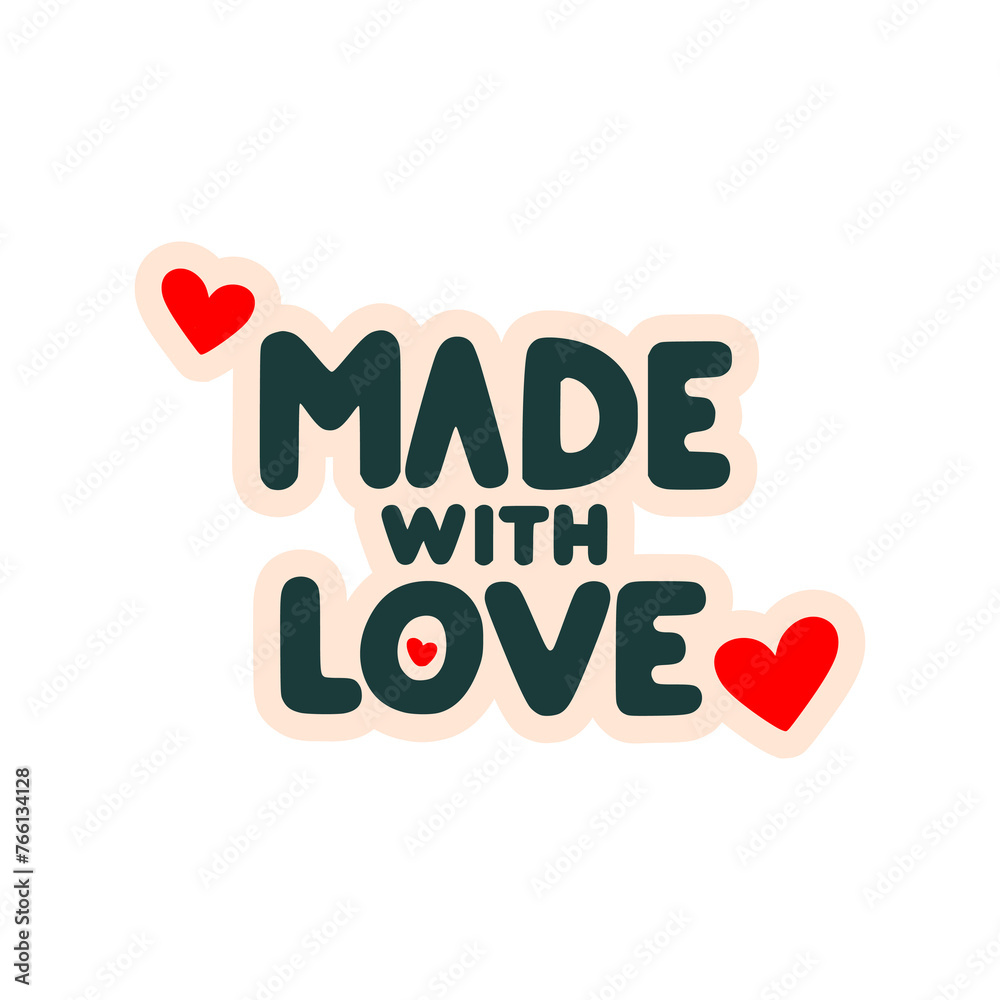 made with love sticker t shirt vector illustration template design