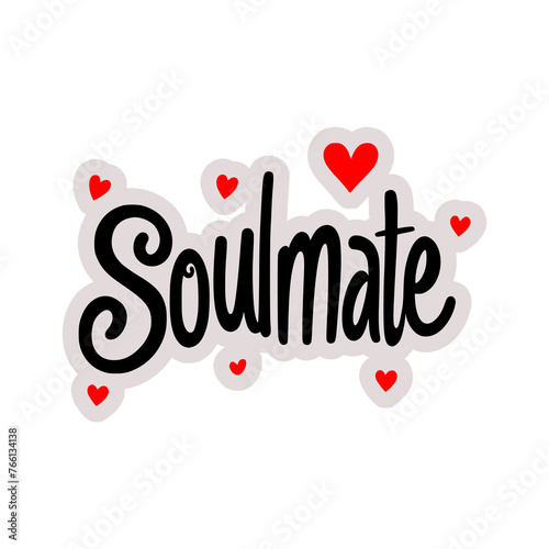 soulmate love sticker t shirt vector illustration template design