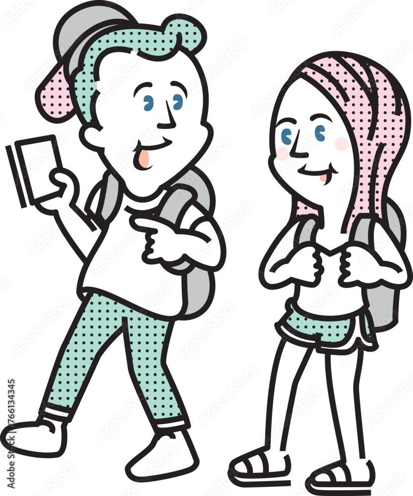 外国人観光客のイラスト_カップル 外国人観光客のイラスト_カップル