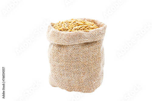 Obraz na płótnie Rice of paddy Golden yellow in a sack on file png w salonie