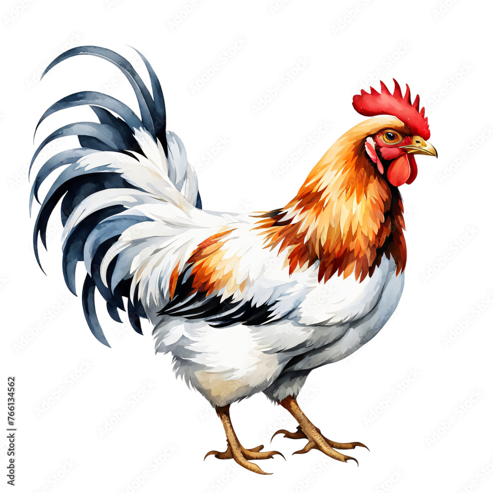 Fototapeta premium Chicken, watercolor style, isolated on transparent background