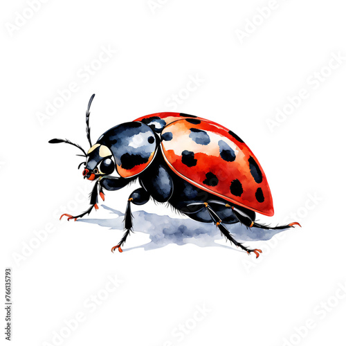 Ladybug, watercolor style, isolated on transparent background © Patt