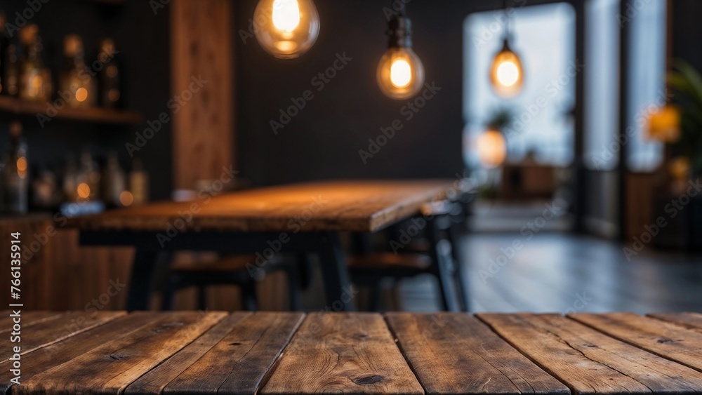 Versatile Empty Table Against Blurred Background, Perfect for Any Setting, 