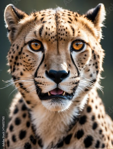 Vertical portrait of a fierce cheetah looking at camera from Generative AI