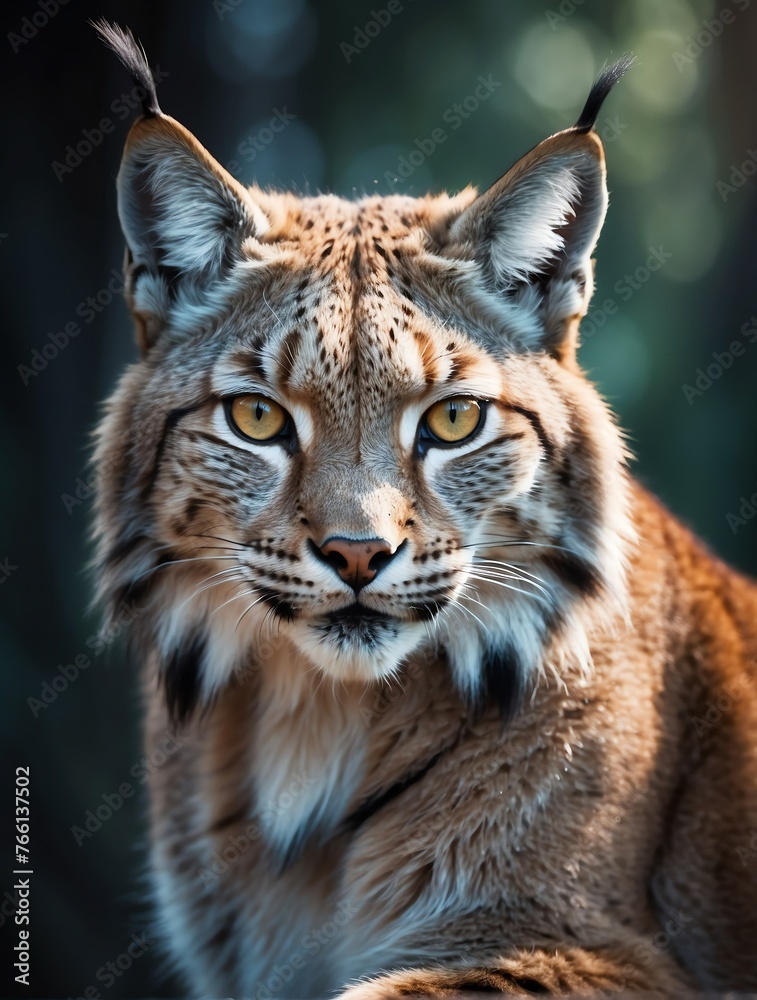 Vertical portrait of a fierce lynx looking at camera from Generative AI Vertical portrait of a fierce lynx looking at camera from Generative AI