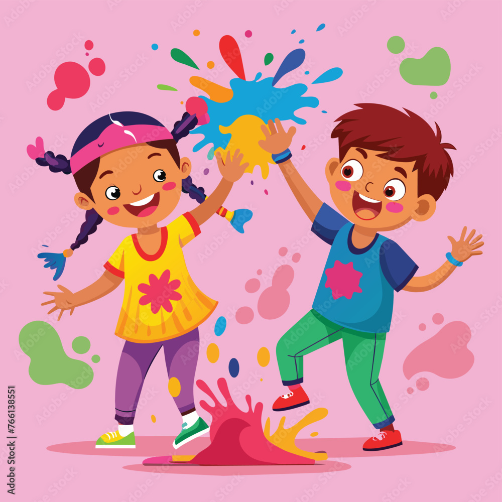 Vibrant Hues of Joy: A Colorful Dance in the Holi Celebration