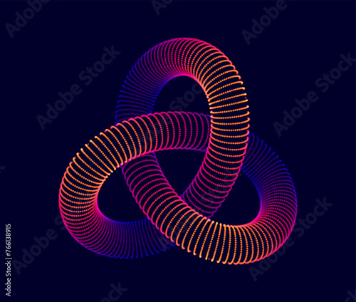 3D Trefoil Torus Knot Dynamic Round Shape. Abstract Modern Graphic Design Element. Geometric Symbol. Creative Vector Template. Impossible Circle Sign. Abstract Design, Impossible Object.