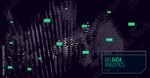 Abstract Big Data Analytics DataViz. Business Graph Visualization. Business Statistics Math Data Background. Block Chain Network Connections Concept. Point Cloud Network. Vector Illustration.