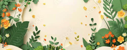 Experience the vibrancy of spring with these 3D papercuts featuring verdant blooms, artistically crafted in the style of surrealistic cartoons, bringing a unique and whimsical touch to any space. photo