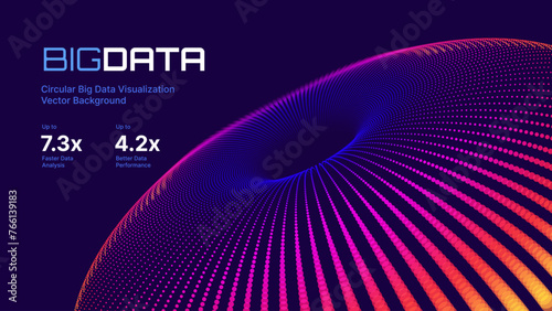 Digital Big Data Flow Vector Background. Big Data Technology Lines. Abstract Science Technology Illustration. Big Data Neural Network Background Concept. AI Visualization Concept. Digital Universe photo