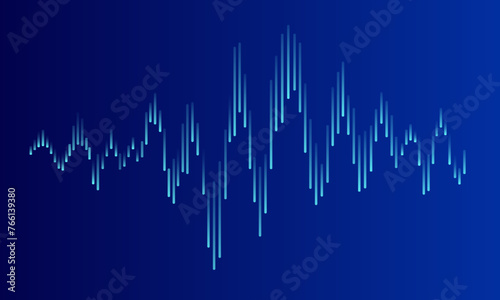 An abstract sound wave of music. The blue background of the digital equalizer. The background of the sound wave. Template audio technologies, musical pulse, sound diagrams and other elзвуковая дорожка