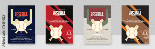 A set of Baseball Flyer Design Template for Sport Event, Tournament or Championship